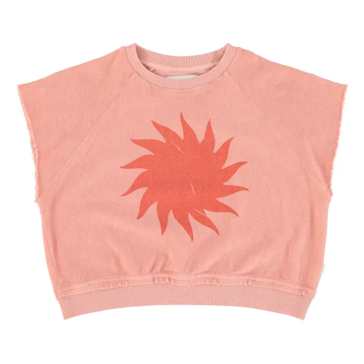 Sweatshirt ärmellos Bio-Frottee Sonne | Korallenfarben- Produktbild Nr. 0