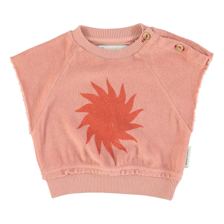 Sweatshirt ärmellos Bio-Frottee Sonne | Korallenfarben- Produktbild Nr. 2