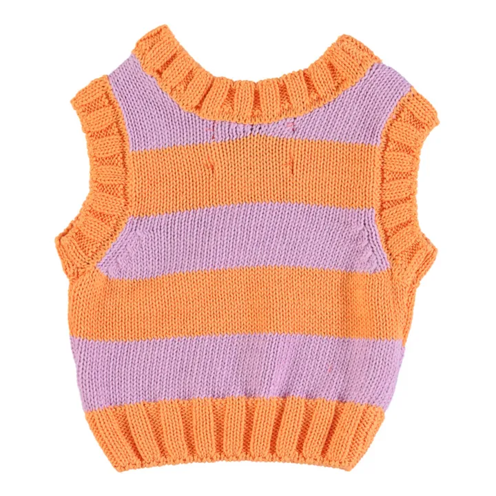 Organic Cotton Striped Sweater | Orange- Product image n°2