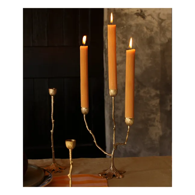 Kerzenständer Misty Triple aus recyceltem Messing | Gold
