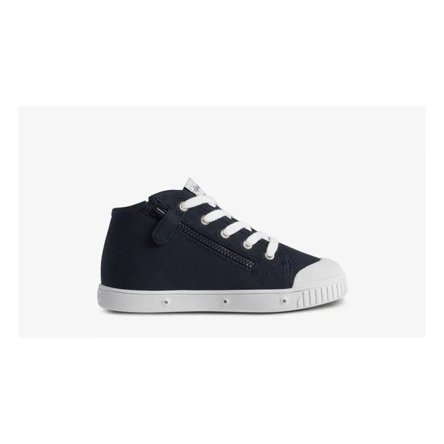 Zip B2 Canvas Highrise Sneakers | Navy blue