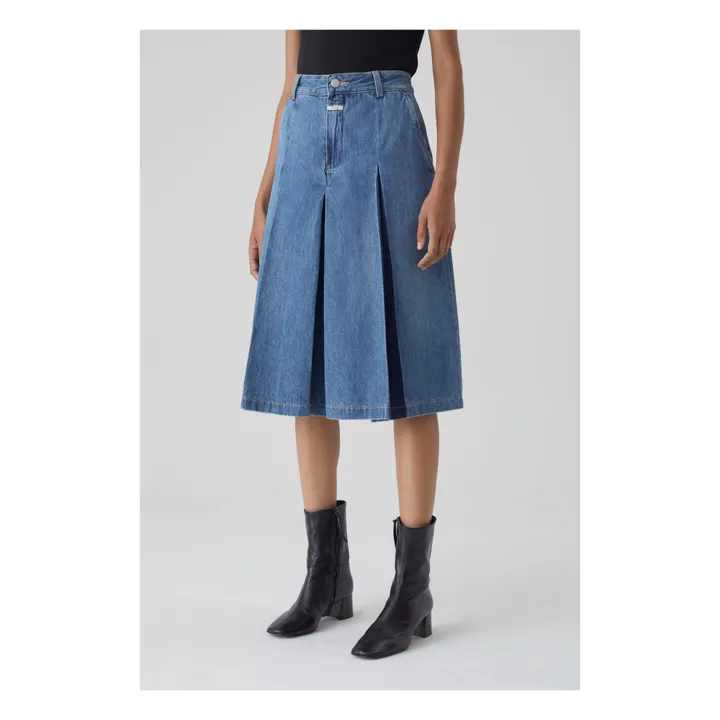 Jupe-culotte Pleated | Mid Blue- Image produit n°2