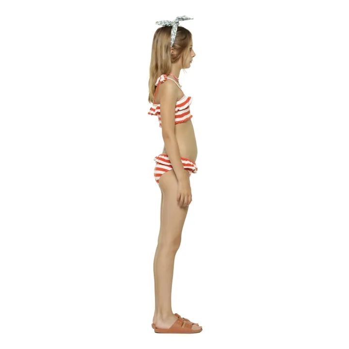 Bikini de bebé de algodón orgánico a rayas | Rojo- Imagen del producto n°2
