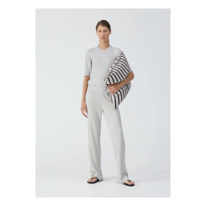 Pantaloni Miri in maglia a coste di lino | Grigio chiaro- Immagine del prodotto n°1