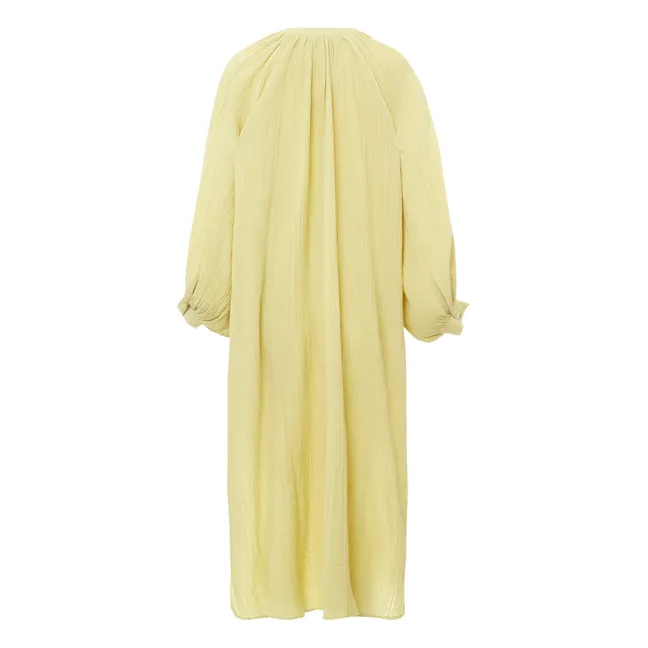 Jhula Cotton Muslin Maxi Dress | Pale yellow