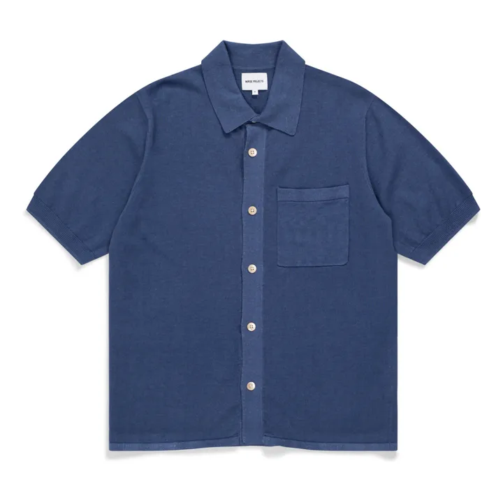 Chemisette Rollo Cotton Linen | Bleu indigo- Image produit n°0