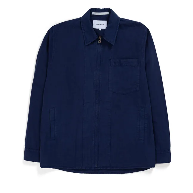 Julian Cotton Linen Jacket | Navy blue