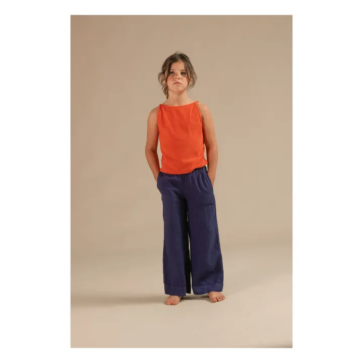 Straight Linen Trousers | Midnight blue- Product image n°2