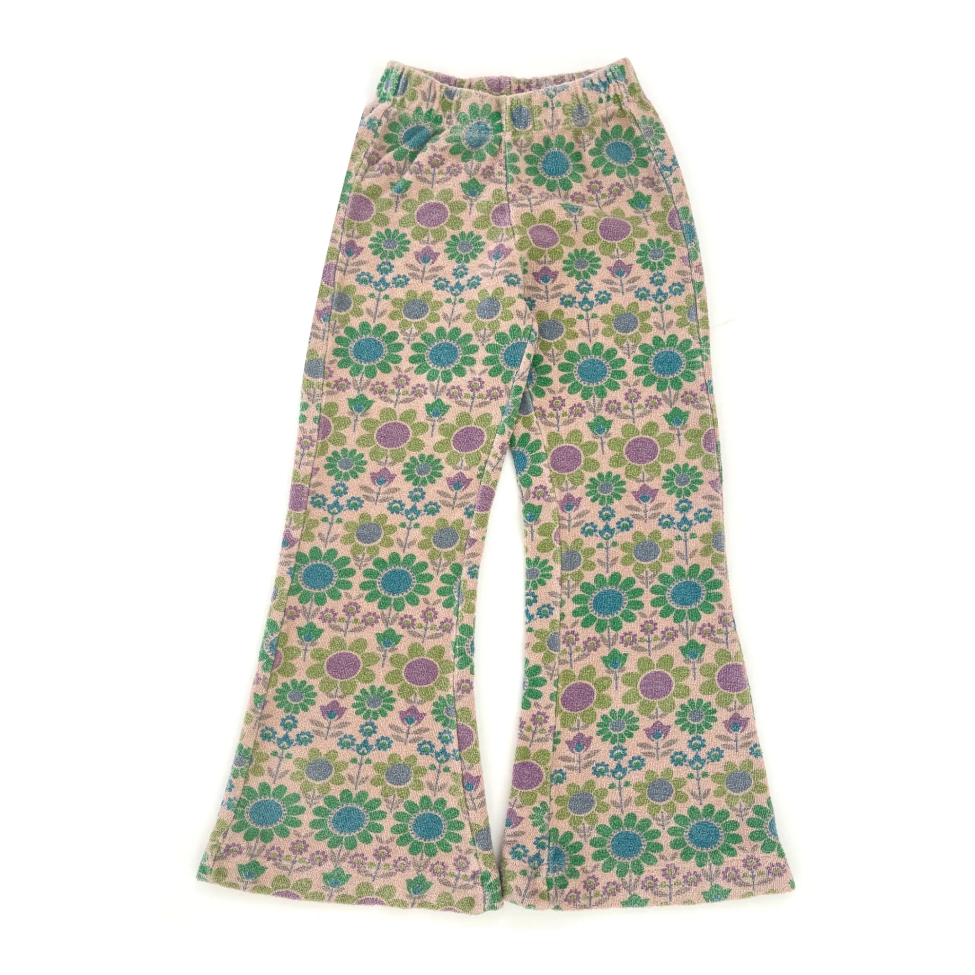 Longlivethequeen Beige Organic Cotton Terry Cloth Flared Trousers