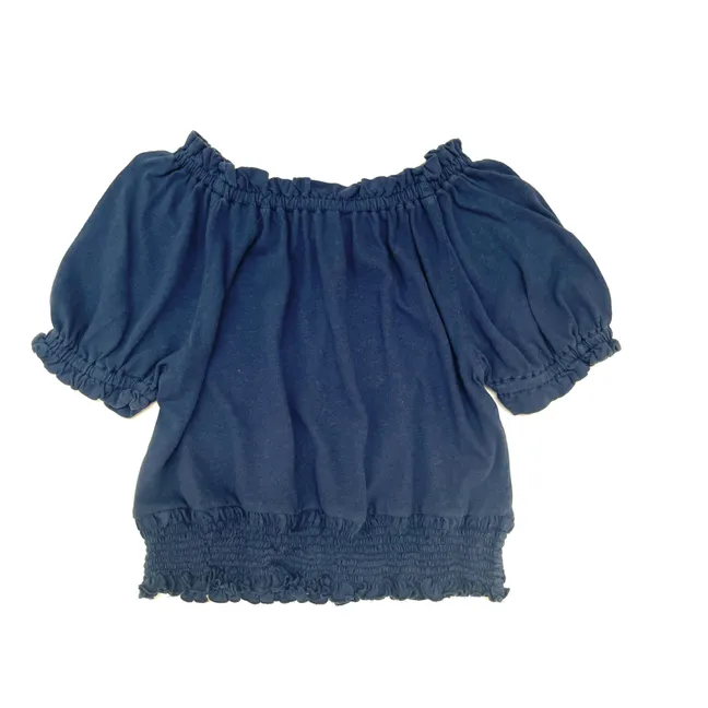 Blusa de punto de algodón orgánico | Azul Marino