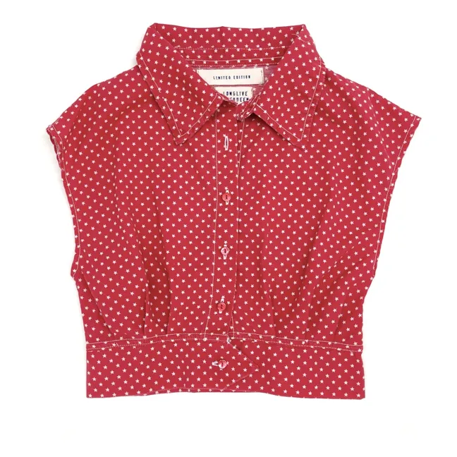 Recycled Cotton Cropped Blouse | Red