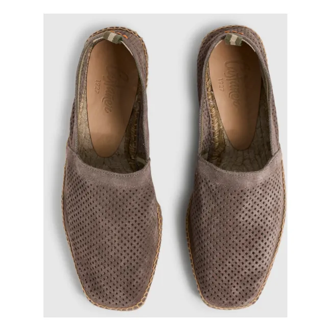 Pablo Perforated Suede Espadrilles | Taupe brown