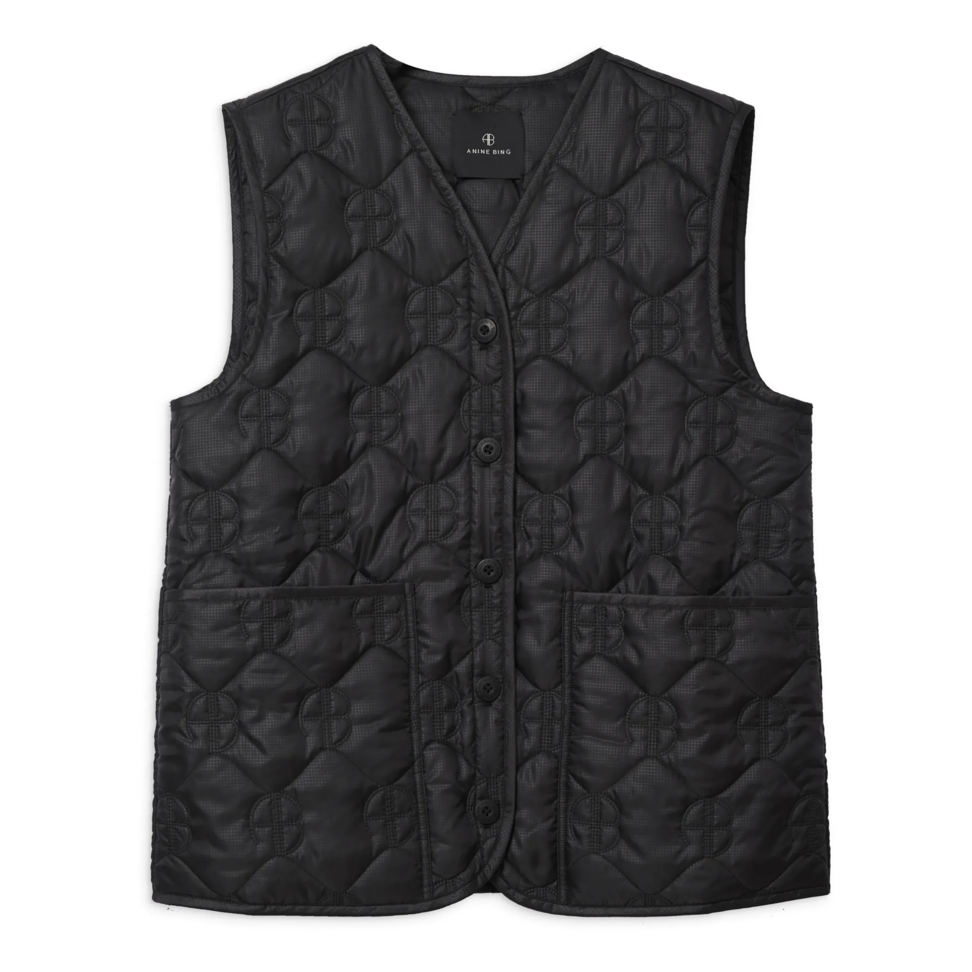 Anine Bing Black Andy Monogrammed Sleeveless Jacket