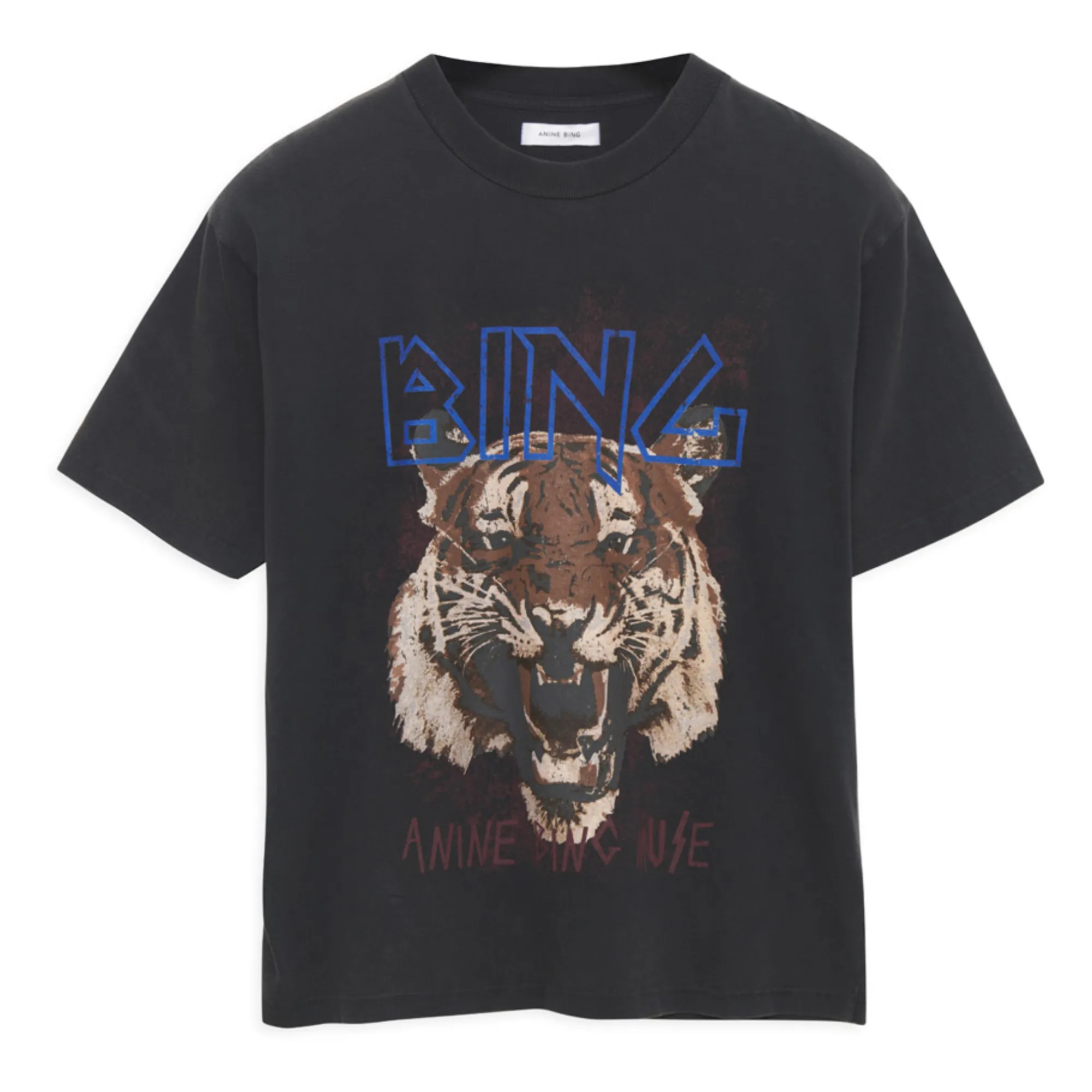 Anine Bing Tiger Organic Cotton T-Shirt Black Smallable