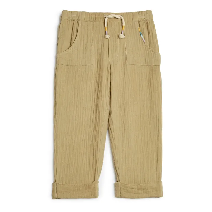 Pantalon Gaze de Coton Darshan | Vert kaki- Image produit n°0