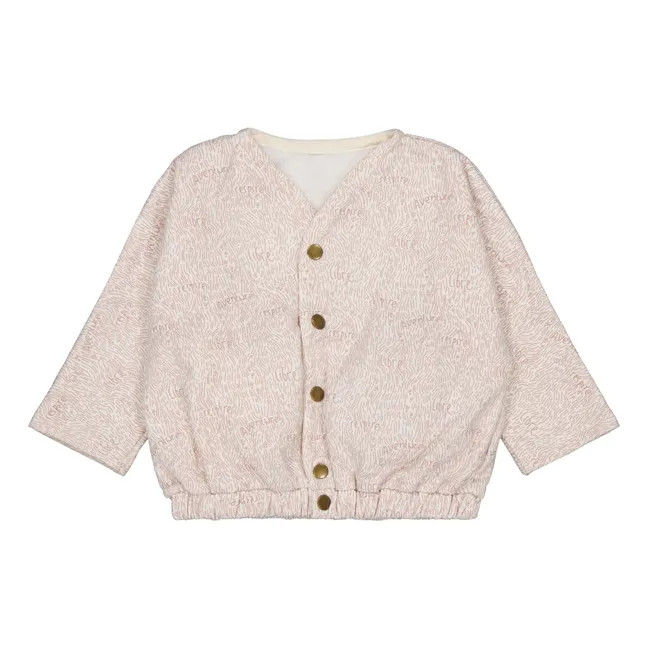 Organic Recycled Cotton Fleece-Lined Cardigan | Dusty Pink
