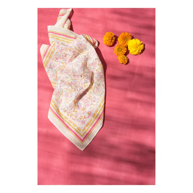 Schal aus Bio-Baumwolle mit Blumenmuster Capucine | Seidenfarben