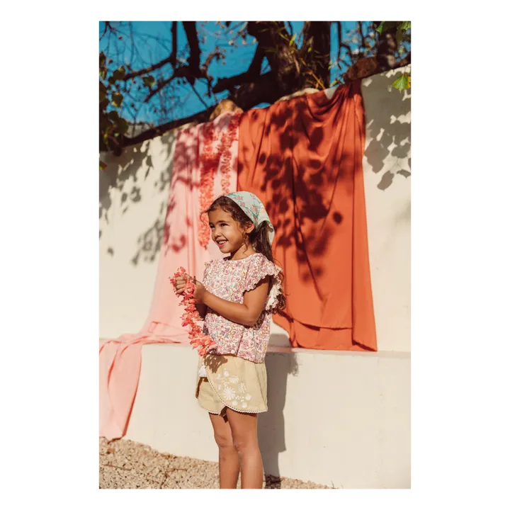 Capucine Organic Cotton Floral Scarf | Green water- Product image n°0