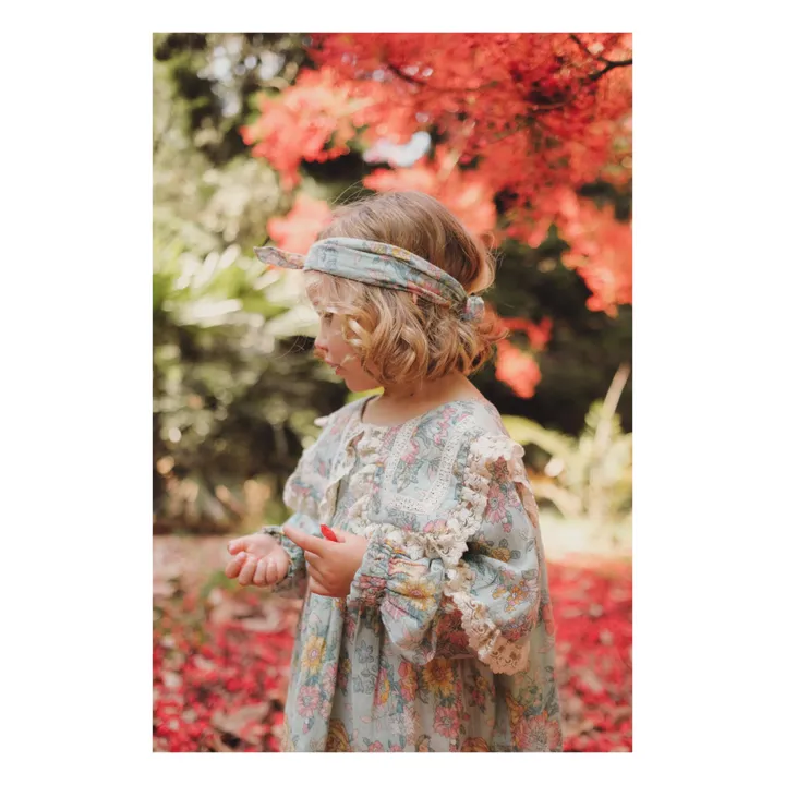 Capucine Organic Cotton Floral Scarf | Green water- Product image n°1