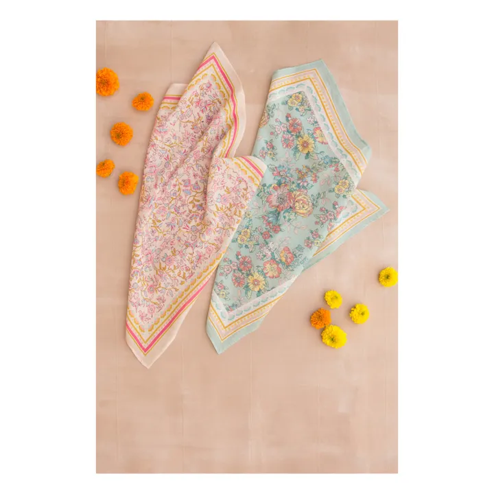 Capucine Organic Cotton Floral Scarf | Green water- Product image n°2
