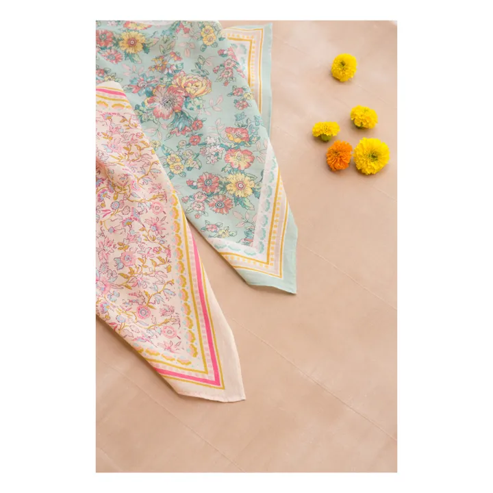 Capucine Organic Cotton Floral Scarf | Green water- Product image n°3
