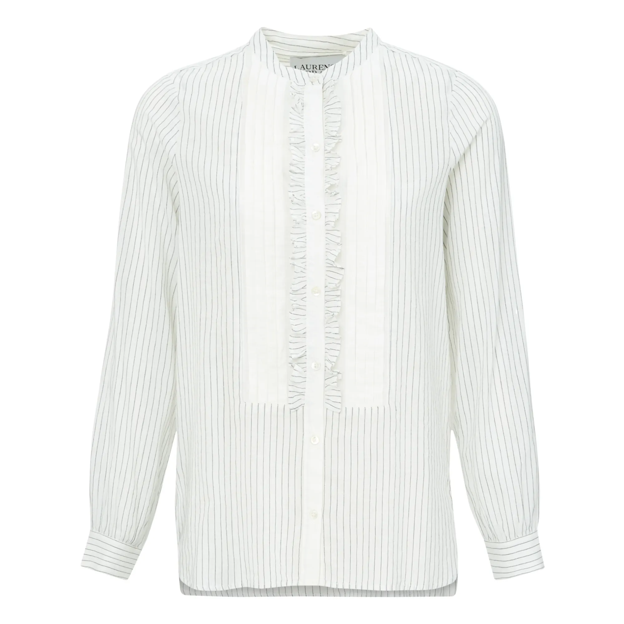 Laurence Bras White Khadi Unicycle Striped Cotton Shirt