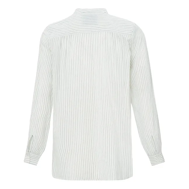 Einradhemd Gestreift Baumwolle Khadi | Weiß