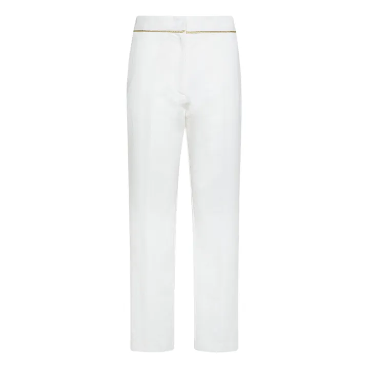 Pantaloni a sigaretta in cotone e lino | Bianco- Immagine del prodotto n°0