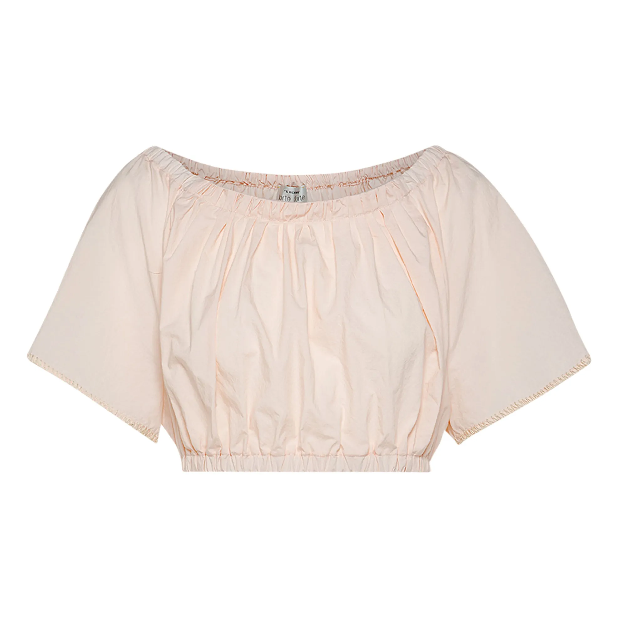 Forte Forte Powder Pink Cotton Poplin Embroidered Cropped Top
