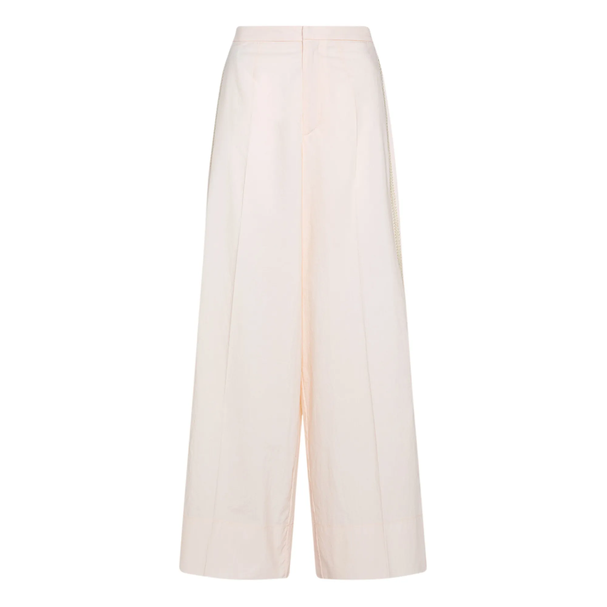 Forte Forte Powder Pink Embroidered Cotton Poplin Palazzo Pants
