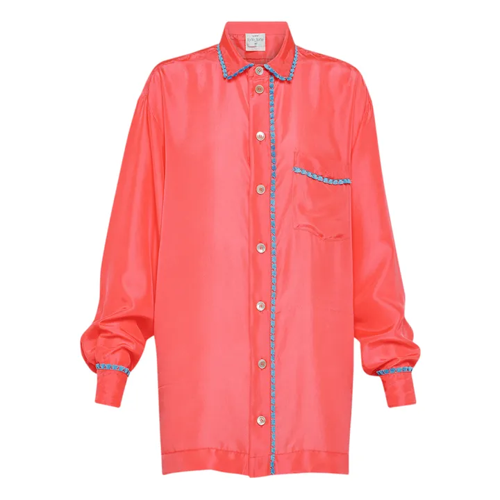 Chemise Pyjama Soie Habotai | Rouge vermillon- Image produit n°0