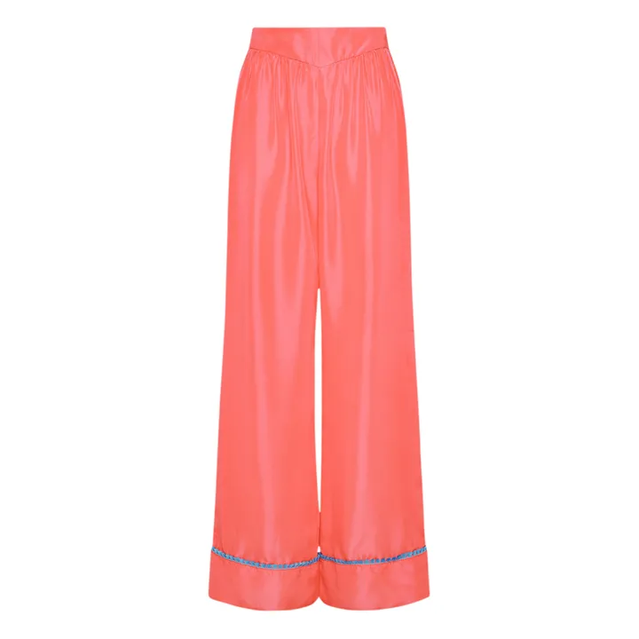 Pantalon Pyjama Soie Habotai | Rouge vermillon- Image produit n°0
