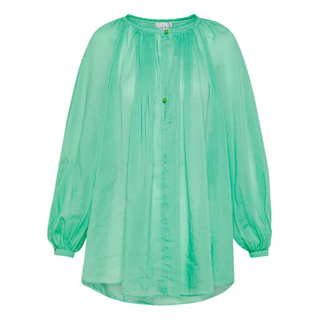 Blouse Bohémienne Voile de Soie et Coton | Vert