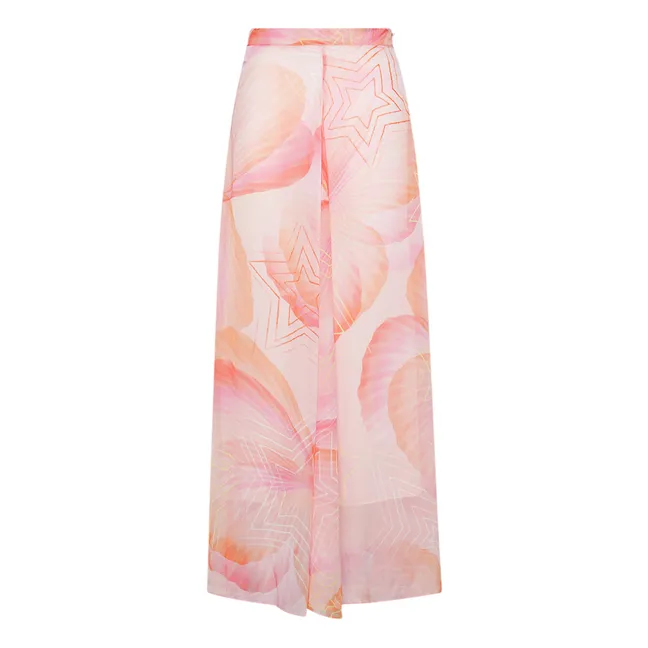 Jupe "Dream" Imprimée Chiffon de Soie | Rose