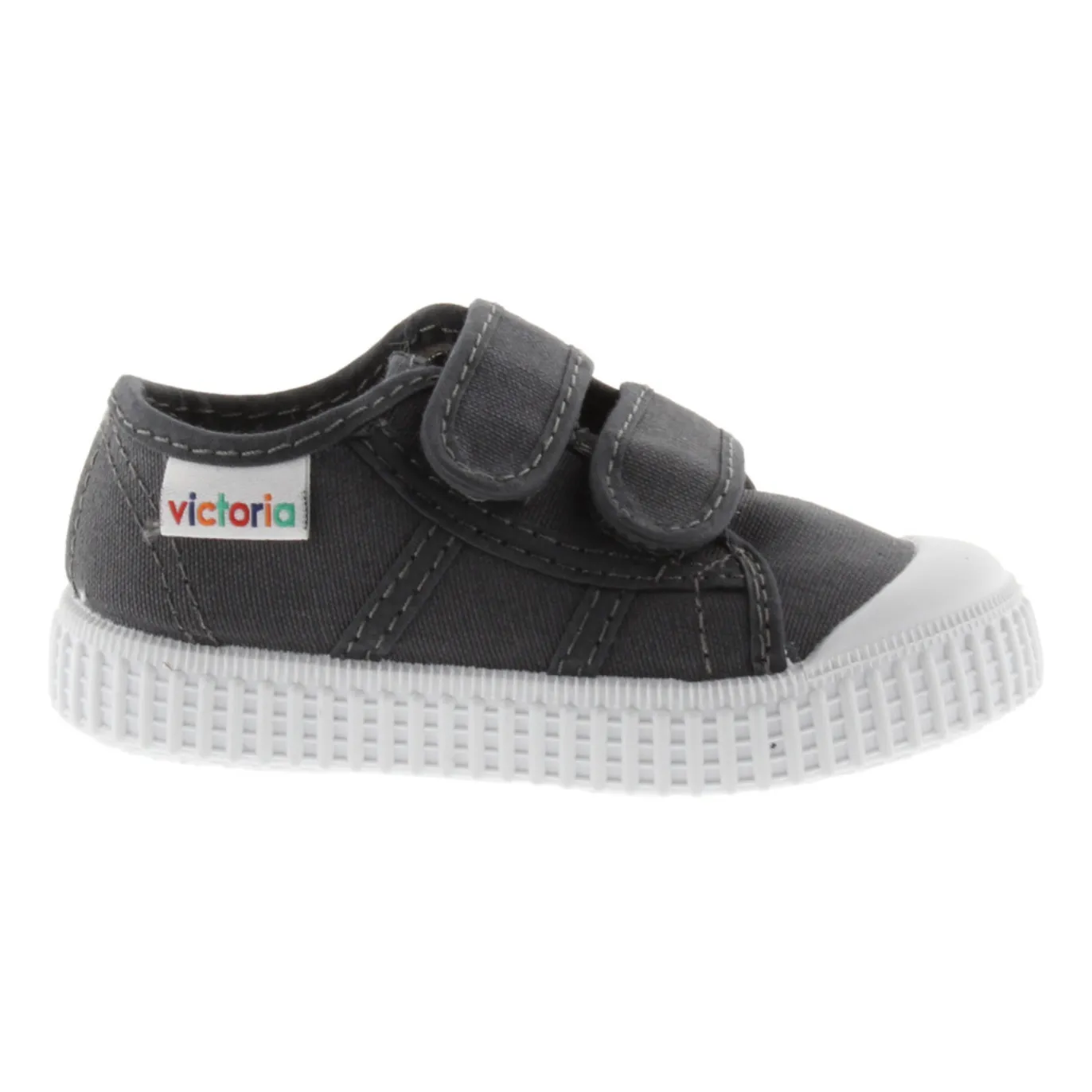 Victoria Dark Grey Tiras Lona Velcro Sneakers