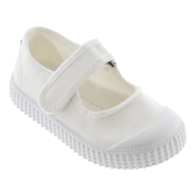 Mercedes Tira Lona Velcro Sneakers | White