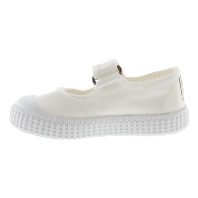 Mercedes Tira Lona Velcro Sneakers | White