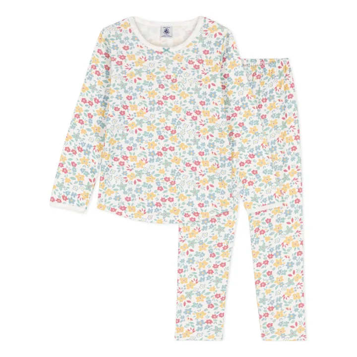 Organic Cotton Floral Pajamas | Ecru- Product image n°0