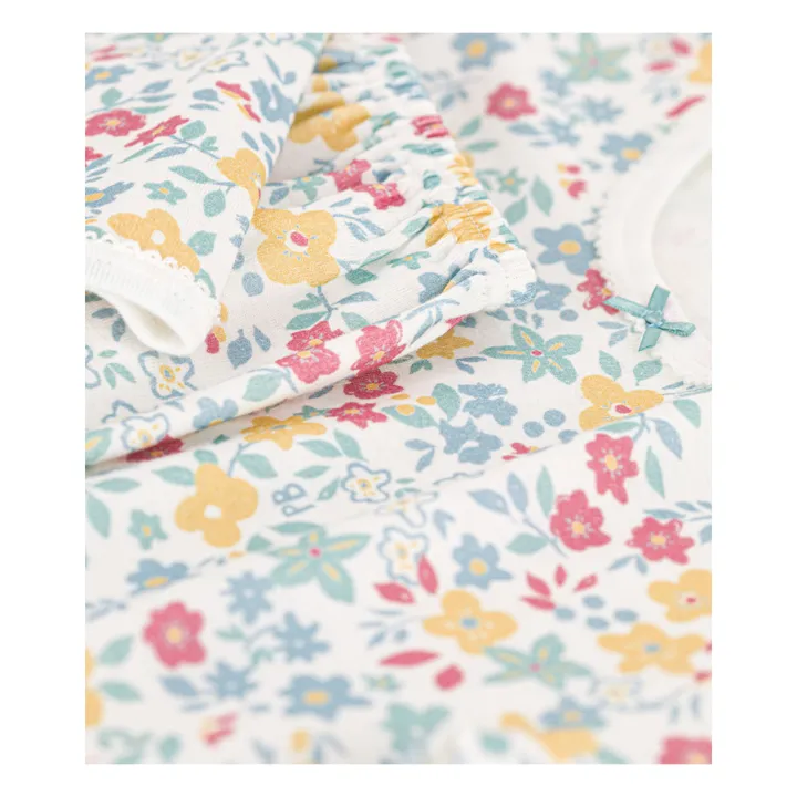 Organic Cotton Floral Pajamas | Ecru- Product image n°1