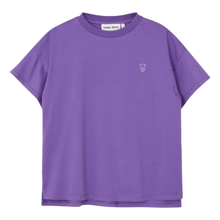 T-Shirt a tinta unita in cotone organico | Viola- Immagine del prodotto n°0