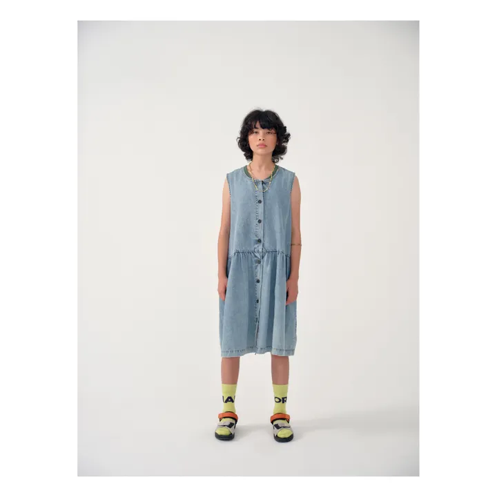 Organic Cotton Button-Up Dress | Denim bleached- Product image n°1