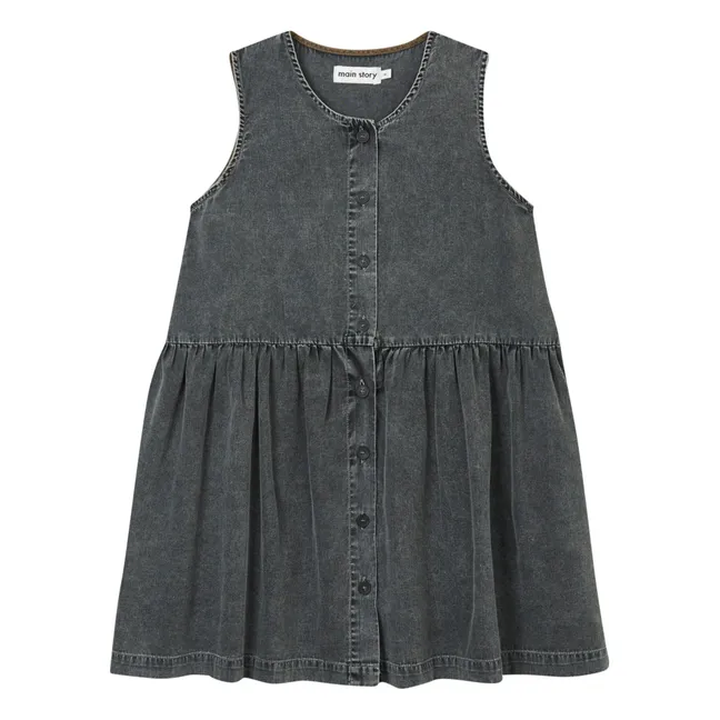 Organic Cotton Button-Up Dress | Denim black
