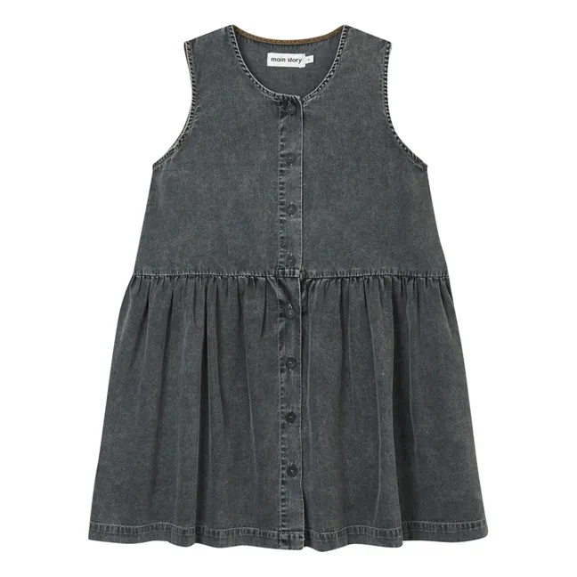 Robe Bouton Coton Bio | Denim noir