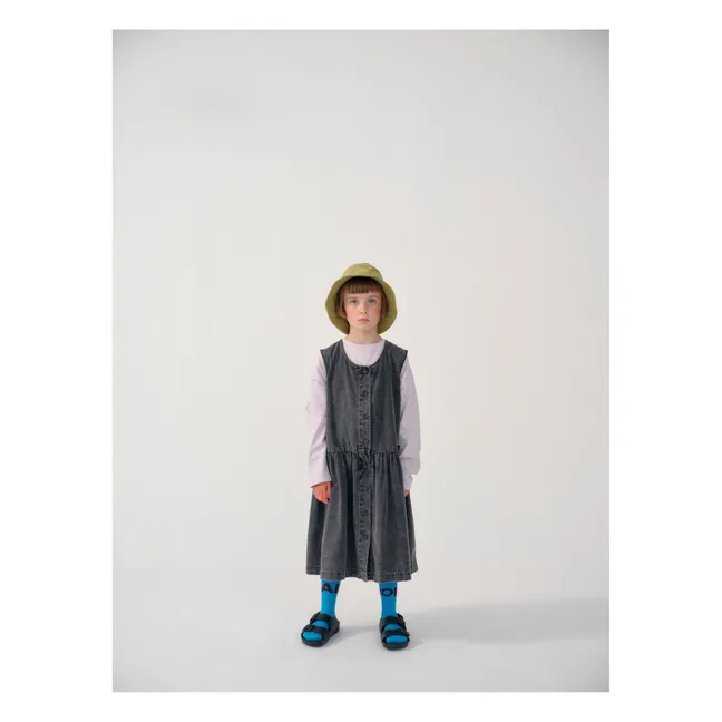 Robe Bouton Coton Bio | Denim noir