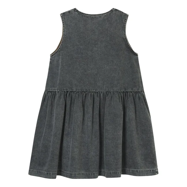 Organic Cotton Button-Up Dress | Denim black