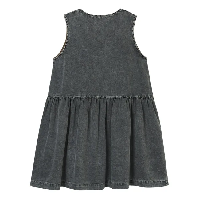 Robe Bouton Coton Bio | Denim noir