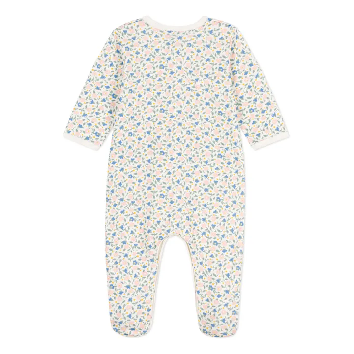 Pyjama avec Pieds Fleurs Coton Bio | Ecru- Image produit n°2