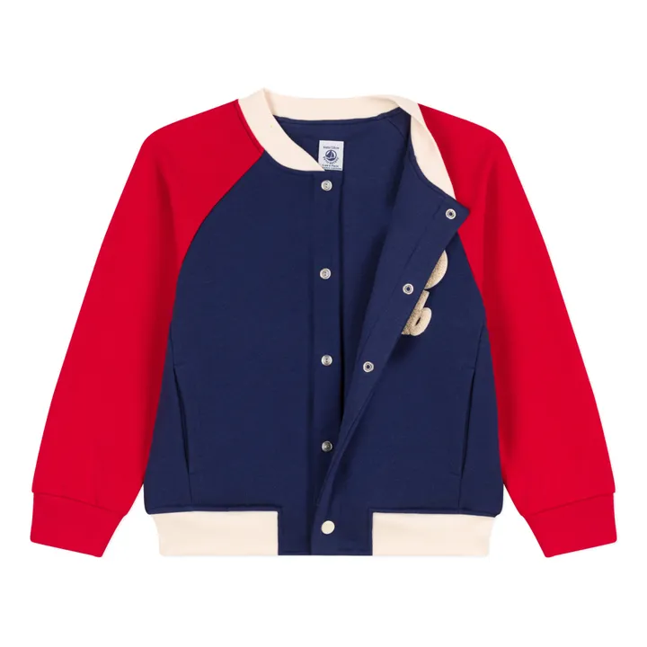 Lined Brushed Fleece Varsity Jacket | Navy blue- Product image n°5