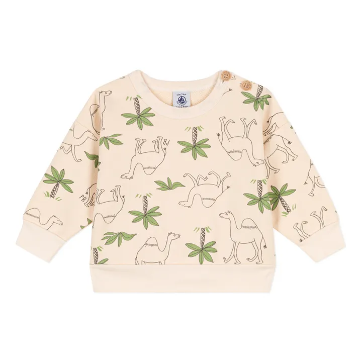 Organic Cotton Fleece Print Sweatshirt | Ecru- Product image n°0