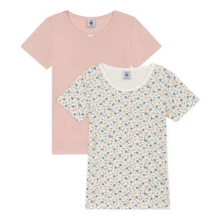 Set di 2 T-Shirt a maniche corte in cotone organico | Rosa- Immagine del prodotto n°0